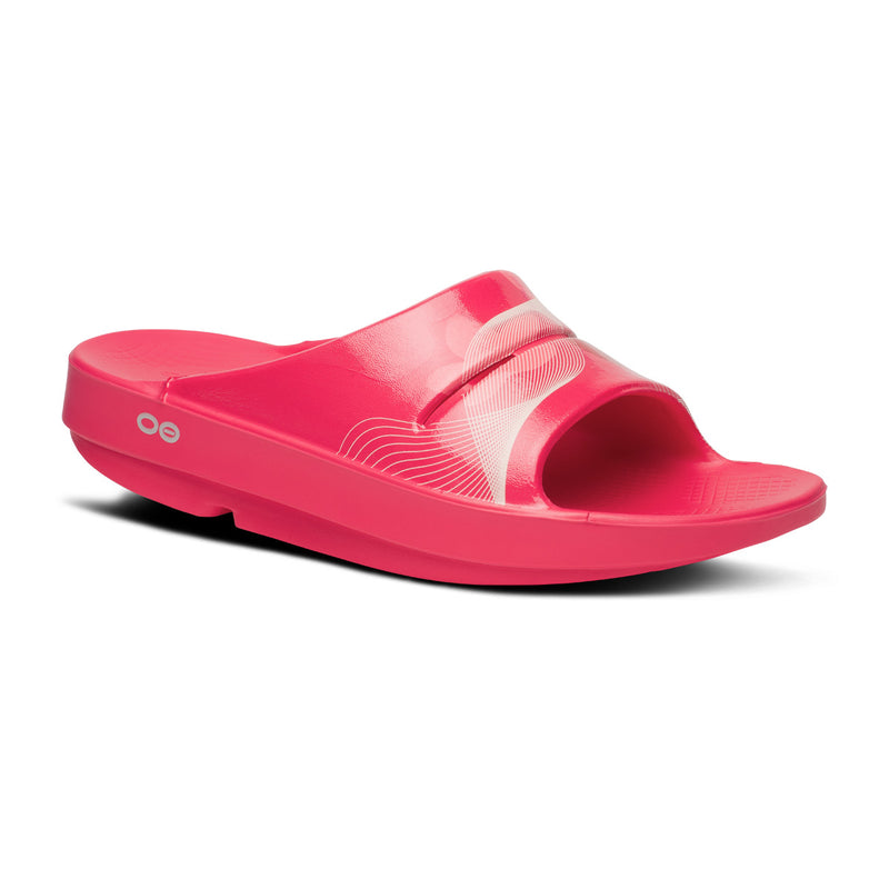 OOFOS Women's OOahh Slide - Neon Berry Breeze