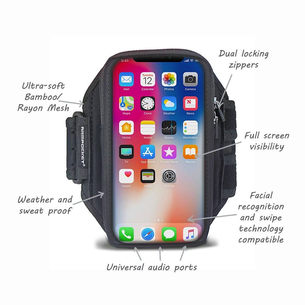 Armpocket X armband for iPhone 15/14/13/12, Galaxy S20/S10, Pixel 6a &amp; full screen devices